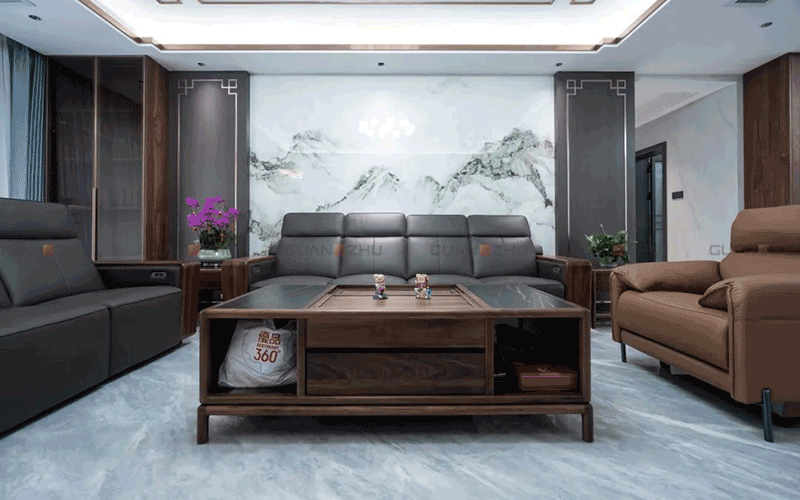 左右连纹的冠珠千里江山岩板 左右连纹的冠珠千里江山岩板